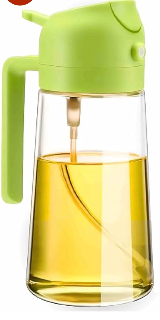 2 in 1 Glass Oil Sprayer Bottle for Kitchen - Oil Dispenser & Cooking Oil Mister Spray Pump for Air Fryer, Salad, BBQ, Baking | Leakproof, Food-Grade | 200ml